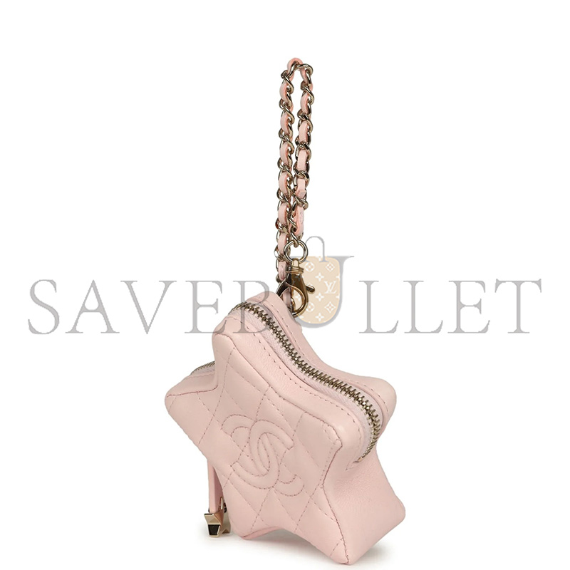 Ch**el STAR CHARM LIGHT LAMBSKIN GOLD HARDWARE (8*7*3cm)